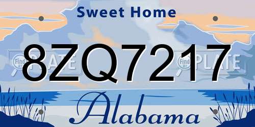 8ZQ7217 Alabama License Plate