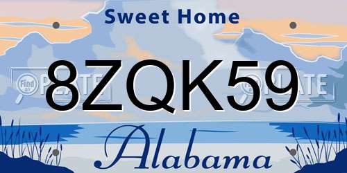 8ZQK59 Alabama License Plate