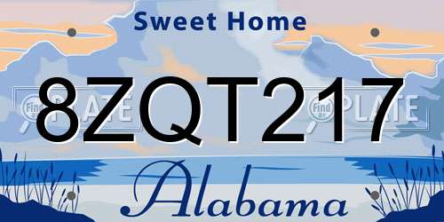 8ZQT217 Alabama License Plate