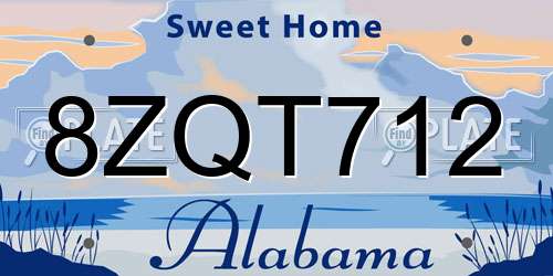 8ZQT712 Alabama License Plate