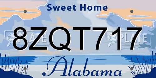 8ZQT717 Alabama License Plate