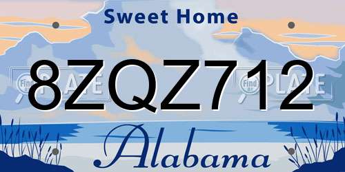 8ZQZ712 Alabama License Plate