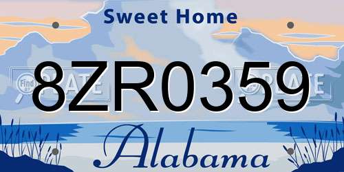 8ZR0359 Alabama License Plate