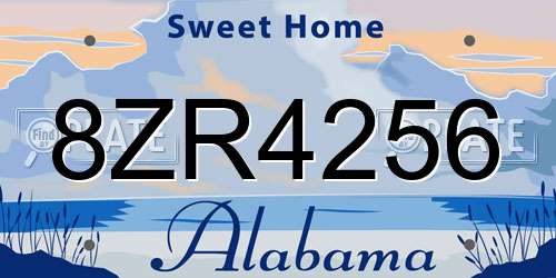 8ZR4256 Alabama License Plate