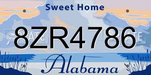 8ZR4786 Alabama License Plate