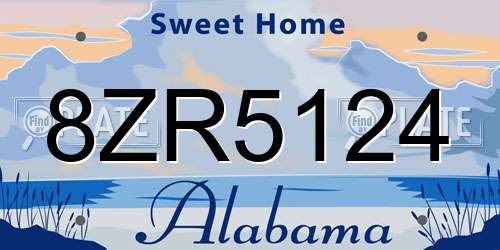 8ZR5124 Alabama License Plate
