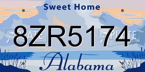 8ZR5174 Alabama License Plate
