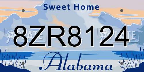 8ZR8124 Alabama License Plate