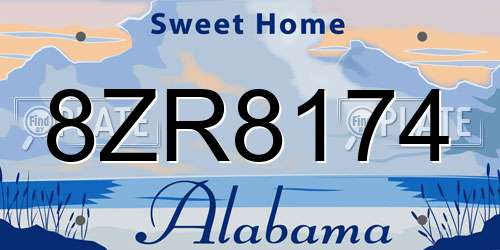 8ZR8174 Alabama License Plate