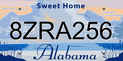 8ZRA256 Alabama License Plate