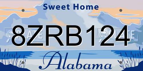 8ZRB124 Alabama License Plate