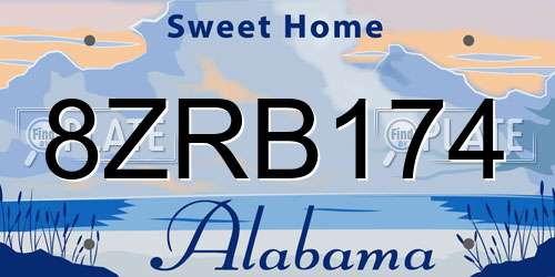 8ZRB174 Alabama License Plate