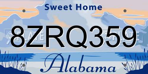 8ZRQ359 Alabama License Plate