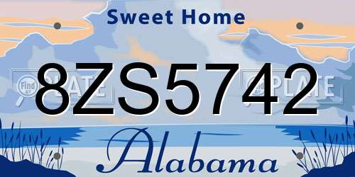 8ZS5742 Alabama License Plate
