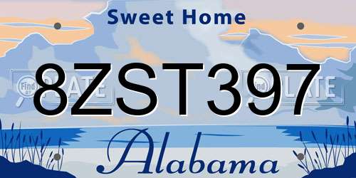 8ZST397 Alabama License Plate