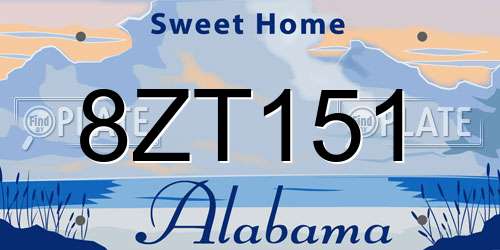 8ZT151 Alabama License Plate
