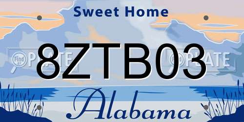 8ZTB03 Alabama License Plate