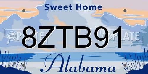 8ZTB91 Alabama License Plate