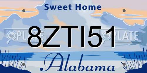 8ZTI51 Alabama License Plate