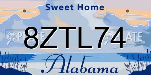 8ZTL74 Alabama License Plate
