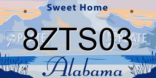 8ZTS03 Alabama License Plate