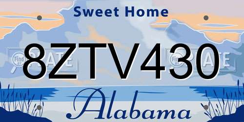 8ZTV430 Alabama License Plate