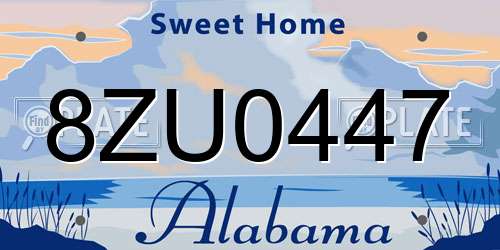 8ZU0447 Alabama License Plate