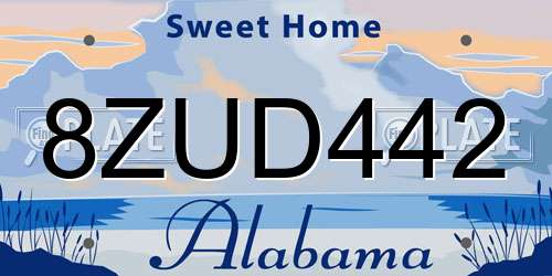 8ZUD442 Alabama License Plate