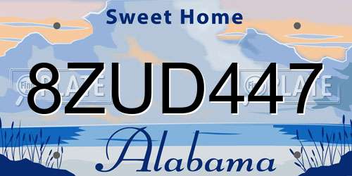 8ZUD447 Alabama License Plate