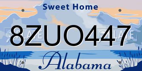 8ZUO447 Alabama License Plate