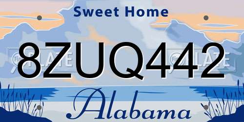 8ZUQ442 Alabama License Plate