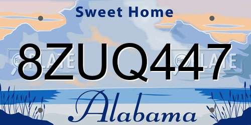 8ZUQ447 Alabama License Plate