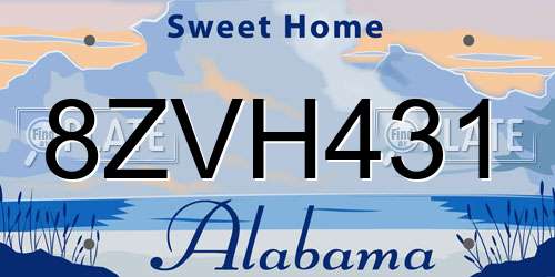 8ZVH431 Alabama License Plate