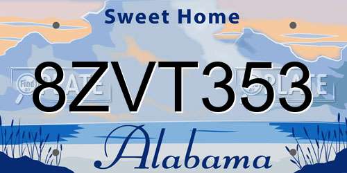 8ZVT353 Alabama License Plate