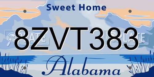 8ZVT383 Alabama License Plate