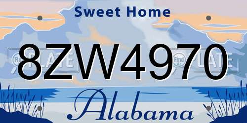 8ZW4970 Alabama License Plate