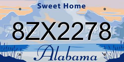 8ZX2278 Alabama License Plate
