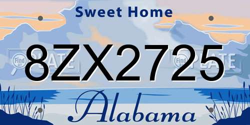 8ZX2725 Alabama License Plate