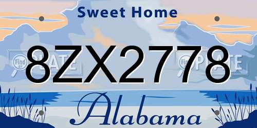 8ZX2778 Alabama License Plate