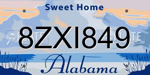 8ZXI849 Alabama License Plate