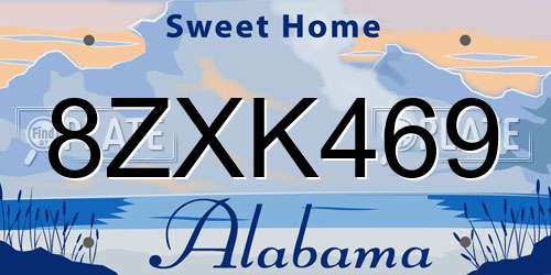 8ZXK469 Alabama License Plate