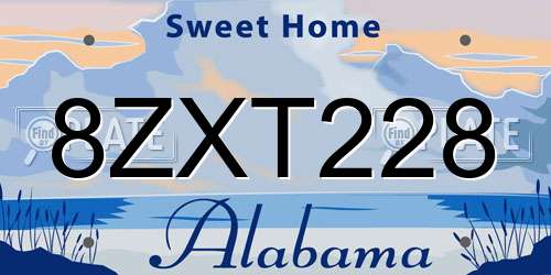 8ZXT228 Alabama License Plate