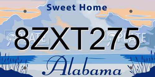 8ZXT275 Alabama License Plate
