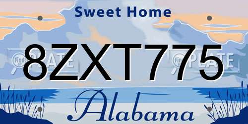 8ZXT775 Alabama License Plate
