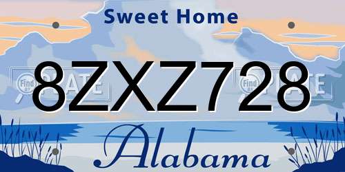 8ZXZ728 Alabama License Plate