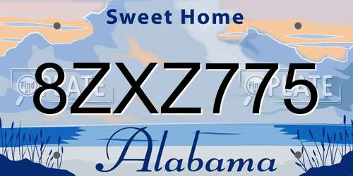 8ZXZ775 Alabama License Plate