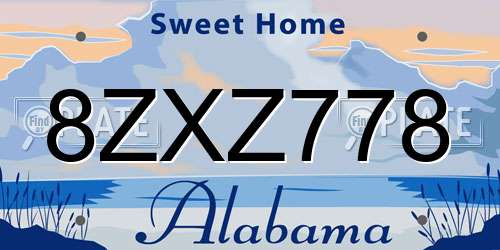 8ZXZ778 Alabama License Plate