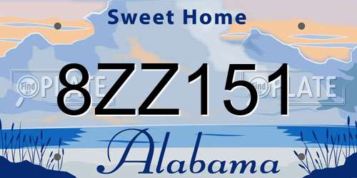 8ZZ151 Alabama License Plate