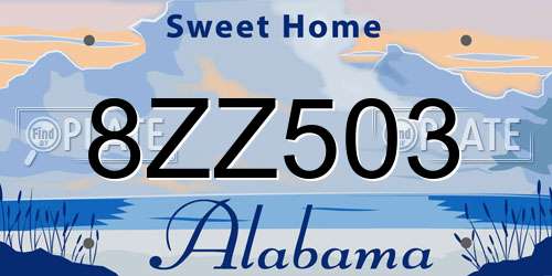 8ZZ503 Alabama License Plate