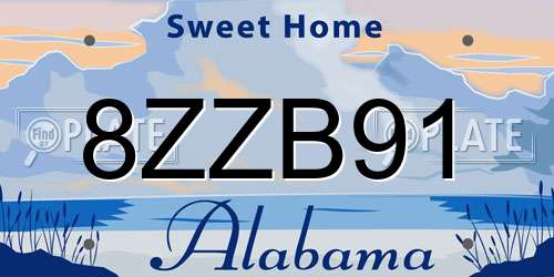8ZZB91 Alabama License Plate